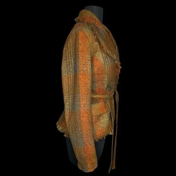 Anthropologie Orange and Brown Plaid Blazer - Picture 4 of 12